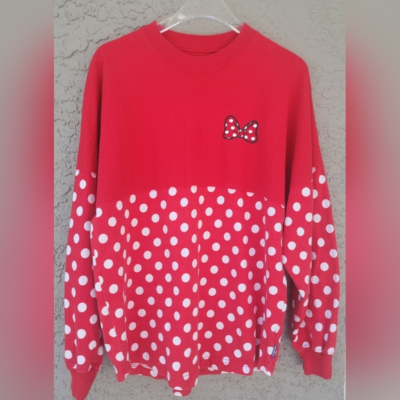 Disney Sweaters - Disney Parks MINNIE Mouse polka dot rock the dots Spirit Jersey collector size S